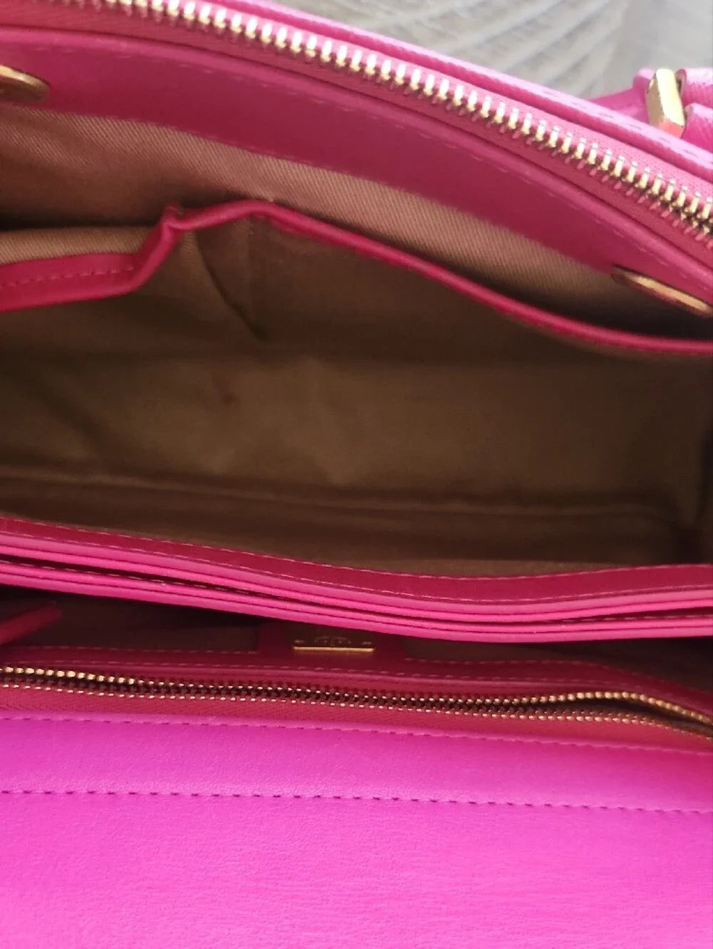 MCM Hot Fuschia Pink Leather Satchel with Gold Hardware